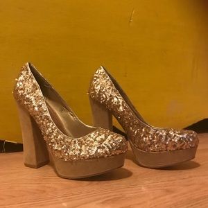 C Label Gold Sequin Disco Shoes size 8